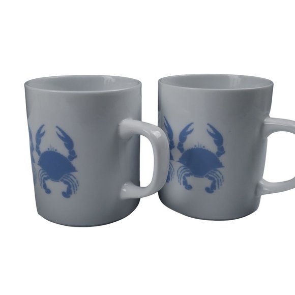 Goudchaux Maison Blanche Blue Crab Coffee Mugs Vintage 1980s Set 2 - Picture 6 of 10